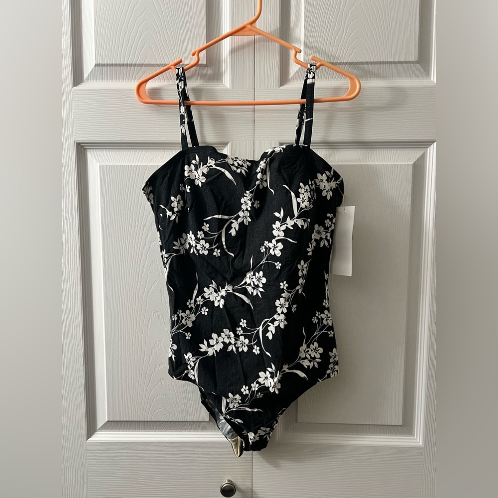 Floral Black One-Piece Swimsuit